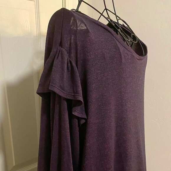 Ava and Viv Purple top with ruffle detail at shoulder - Picture 3 of 4